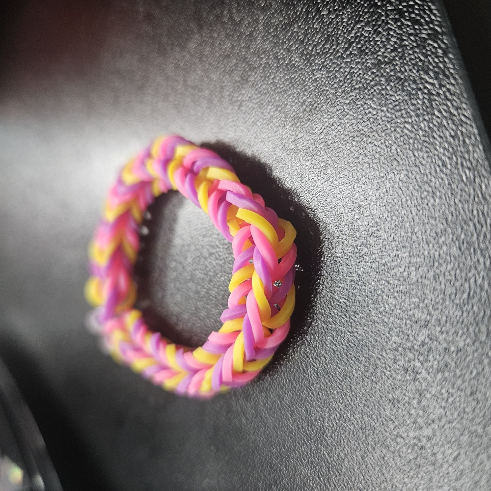 Pink and Yellow Braided Ring